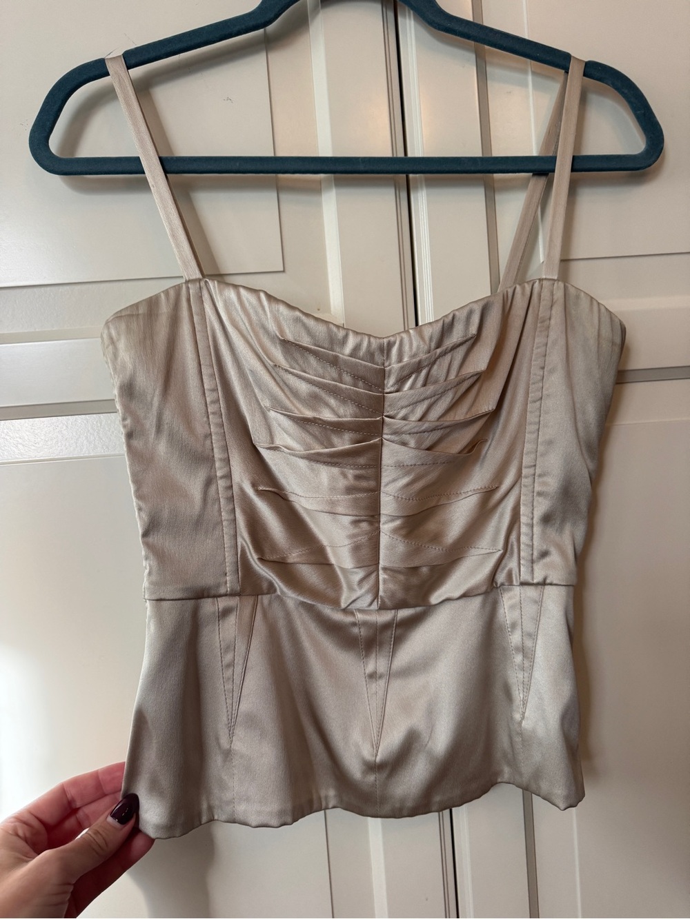 Vintage Dolce & Gabbana Champagne 100% silk Ruched Bustier Cami - size 42
